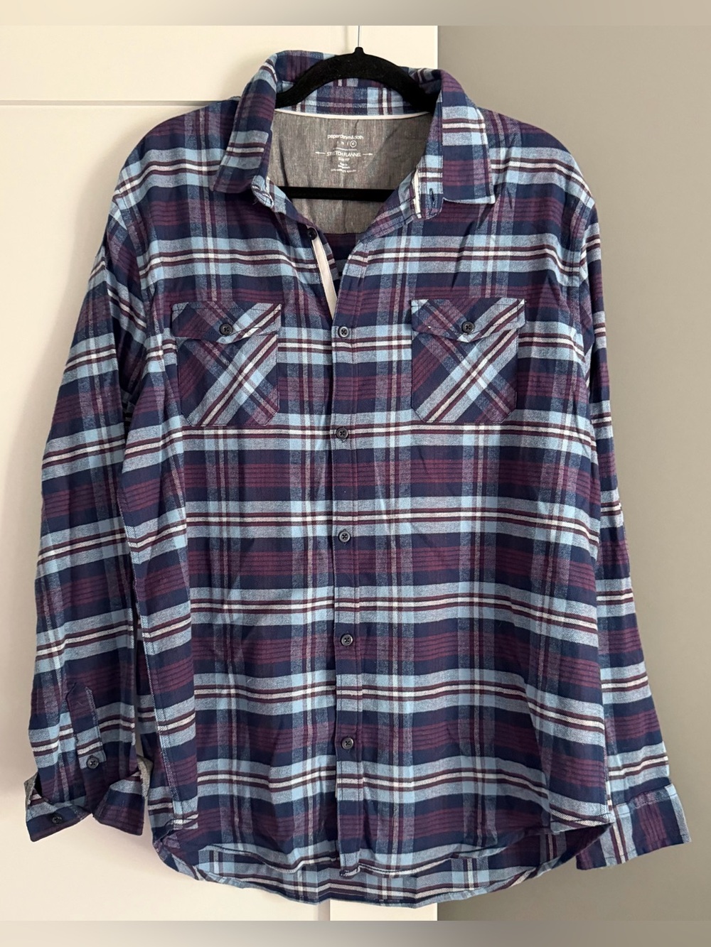 Paper Denim & Cloth Plaid Stretch Flannel Button Down Shirt